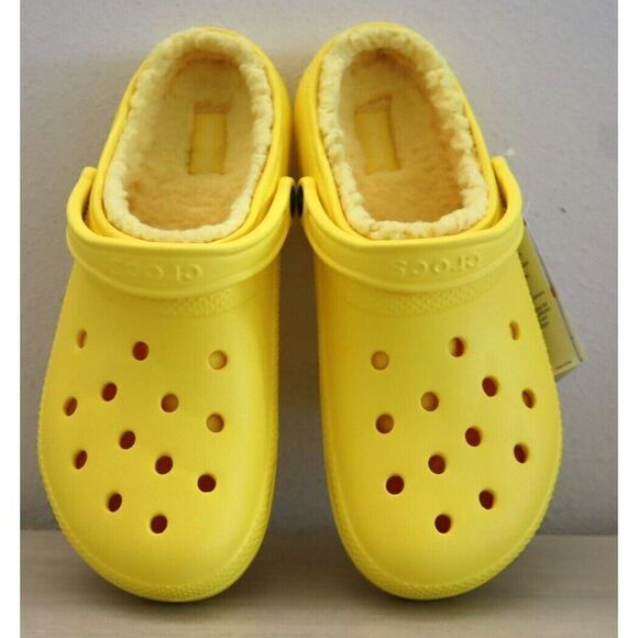 Crocs 203591-7A9 Unisex Sz Men's 11 Women's 13 Lemon Yellow Classic Lined Clogs - Picture 11 of 11